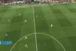萨卡回传失误，维尼修斯带球反击传中被挡出